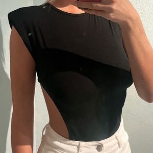 Black bodysuit with side cutouts